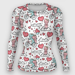 Рашгард женский Влюблённые кот и кошка на велосипеде, цвет: 3D-принт