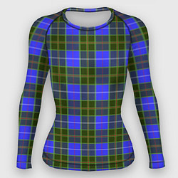 Рашгард женский Ткань Шотландка сине-зелёная, цвет: 3D-принт