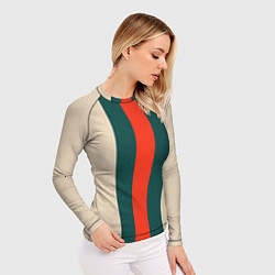 Рашгард женский Полосы триколор красный зеленый, цвет: 3D-принт — фото 2