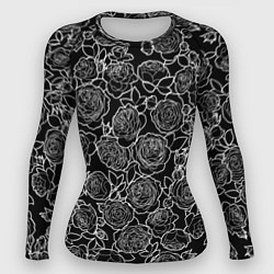 Рашгард женский Чайная роза: Черно белыи принт, цвет: 3D-принт