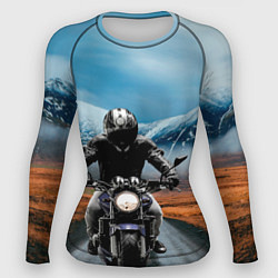 Рашгард женский Мотоцикл в горах, цвет: 3D-принт