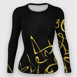Рашгард женский Золотая каллиграфия на черном фоне, цвет: 3D-принт