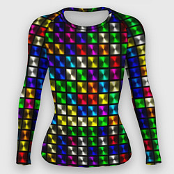 Рашгард женский Разноцветные неоновые квадраты, цвет: 3D-принт