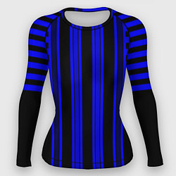 Рашгард женский Черно синий полосатый узор, цвет: 3D-принт