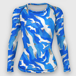 Женский рашгард Летящие чайки в небе