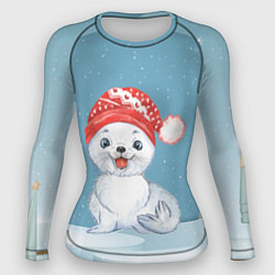 Рашгард женский Милый тюлень в шапочке, цвет: 3D-принт