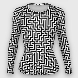 Рашгард женский Черно-белый лабиринт, цвет: 3D-принт