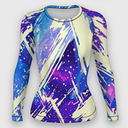 Рашгард женский Синие и фиолетовые мазки краски, цвет: 3D-принт