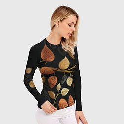 Рашгард женский Осеннее настроение - листья, цвет: 3D-принт — фото 2