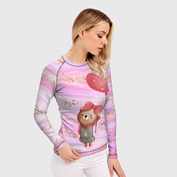 Рашгард женский Мишка с шариком Love, цвет: 3D-принт — фото 2
