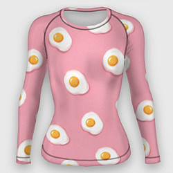 Женский рашгард Яичница на розовом фоне