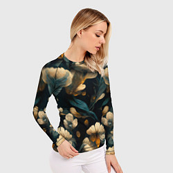 Рашгард женский Узор цветочный паттерн, цвет: 3D-принт — фото 2