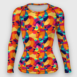 Рашгард женский Абстрактный узор из разноцветных окружностей, цвет: 3D-принт