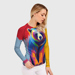 Рашгард женский Медведь красочный, цвет: 3D-принт — фото 2
