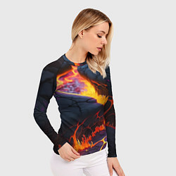 Рашгард женский Оранжевая лава, цвет: 3D-принт — фото 2