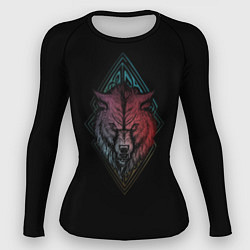 Рашгард женский Неоновый разноцветный волк, цвет: 3D-принт