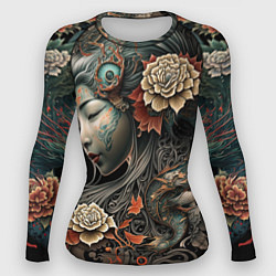 Рашгард женский Японская девушка Irezumi, цвет: 3D-принт