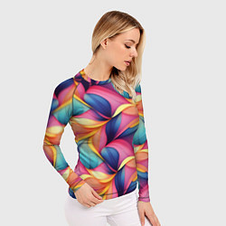 Рашгард женский Абстрактные цветы в узоре, цвет: 3D-принт — фото 2