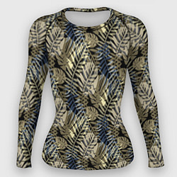 Рашгард женский Оливковый тропический узор, цвет: 3D-принт