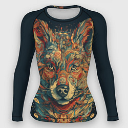 Рашгард женский Красивый волк в узорах, цвет: 3D-принт