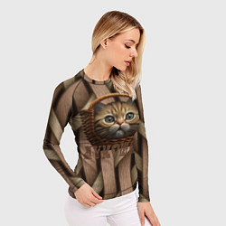 Рашгард женский Кошка лукошка мем, цвет: 3D-принт — фото 2
