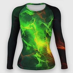 Рашгард женский Зеленое свечение молния, цвет: 3D-принт