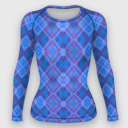 Женский рашгард Геометрический рисунок из розовых линий на синем ф