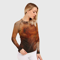 Рашгард женский Оранжевый абстрактный дым, цвет: 3D-принт — фото 2
