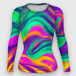 Рашгард женский Градиентные цветные волны, цвет: 3D-принт