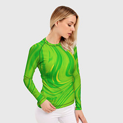 Рашгард женский Насыщенный зеленый абстракция, цвет: 3D-принт — фото 2