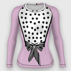 Рашгард женский Костюм Барби: черный горох с полосатым бантом, цвет: 3D-принт