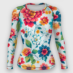 Рашгард женский Цветочный узор красивый, цвет: 3D-принт