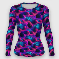 Рашгард женский Абстракция паттерн фиолетовые цвета, цвет: 3D-принт