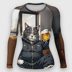 Рашгард женский Толстый кот со стаканом пива, цвет: 3D-принт