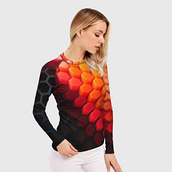 Рашгард женский Hexagon orange, цвет: 3D-принт — фото 2