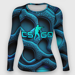 Рашгард женский CS GO blue neon logo, цвет: 3D-принт