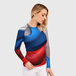 Рашгард женский Абстракция белый синий красный, цвет: 3D-принт — фото 2