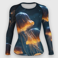 Рашгард женский Люминисцентные медузы, цвет: 3D-принт