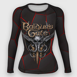 Рашгард женский Baldurs Gate 3 logo red black geometry, цвет: 3D-принт