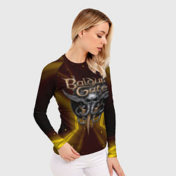 Рашгард женский Baldurs Gate 3 logo black gold, цвет: 3D-принт — фото 2