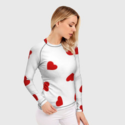 Рашгард женский Красные сердечки на белом, цвет: 3D-принт — фото 2