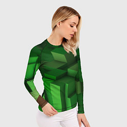 Рашгард женский Зелёный блоковый паттерн, цвет: 3D-принт — фото 2