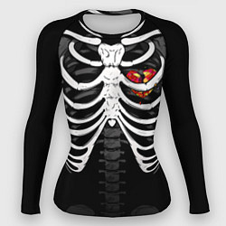 Рашгард женский Скелет: ребра с разбитым сердцем, цвет: 3D-принт
