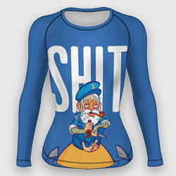 Рашгард женский Моряк на острове среди акул, цвет: 3D-принт