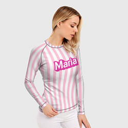Рашгард женский Имя Мария в стиле Барби: розовая полоска, цвет: 3D-принт — фото 2