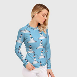 Рашгард женский Снеговик на сугробе, цвет: 3D-принт — фото 2