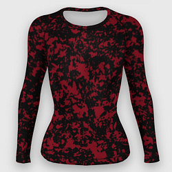 Рашгард женский Красно-чёрная пятнистая текстура, цвет: 3D-принт