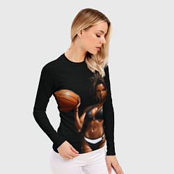Рашгард женский Девушка с баскетбольным мячом, цвет: 3D-принт — фото 2