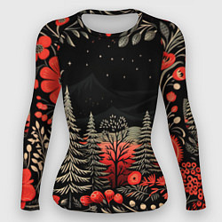 Рашгард женский Новогодняя темная ночь, цвет: 3D-принт