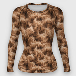 Рашгард женский Меховой паттерн коричневый, цвет: 3D-принт